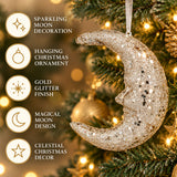 Gisela Graham Gold Moon Christmas Decoration, 13cm Hanging Ornament Tree Decoration - Tophatter Daily Deals