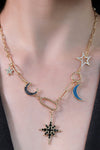 Star and Moon Rhinestone Alloy Necklace Necklaces - Tophatter Daily Deals