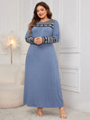 Honey Plus Size Printed Round Neck Long Sleeve Dress Casual Dresses - Tophatter Daily Deals