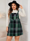 Plus Size Plaid Wide Strap Overall Dress Dark Green Casual Dresses - Tophatter Daily Deals