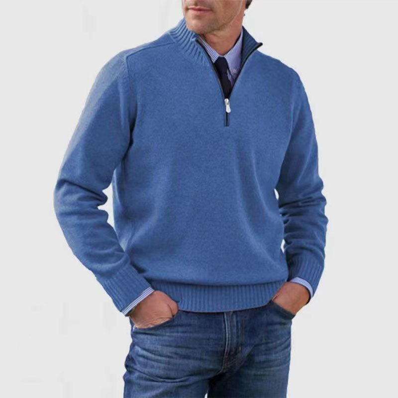 Soft Men's Stand Collar Sweater - Slim Fit, Acrylic Blue 3D Changing Face Moving Picture Frame - Tophatter Daily Deals