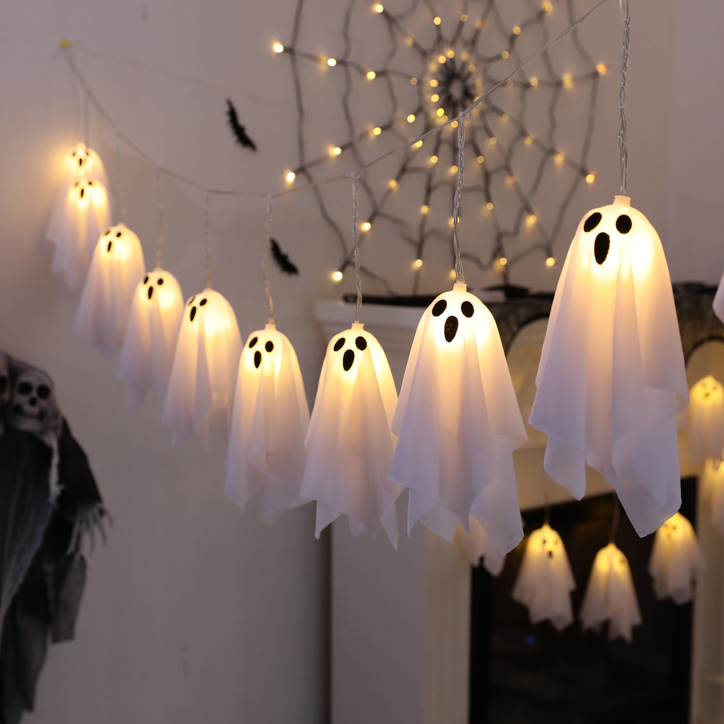 Halloween Ghost String Lights 10pcs with 8 Modes Halloween - Tophatter Daily Deals