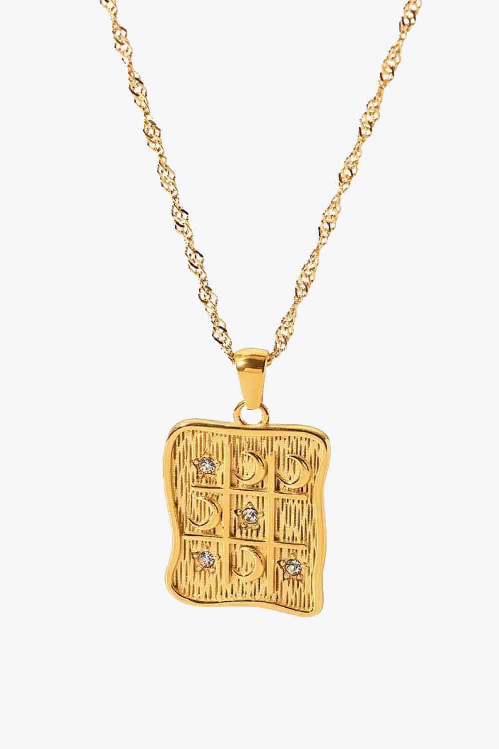 Cubic Zirconia Geometric Pendant Necklace Gold One Size Necklaces - Tophatter Daily Deals