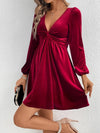 Twisted V-Neck Balloon Sleeve Mini Dress Cocktail Dresses - Tophatter Daily Deals