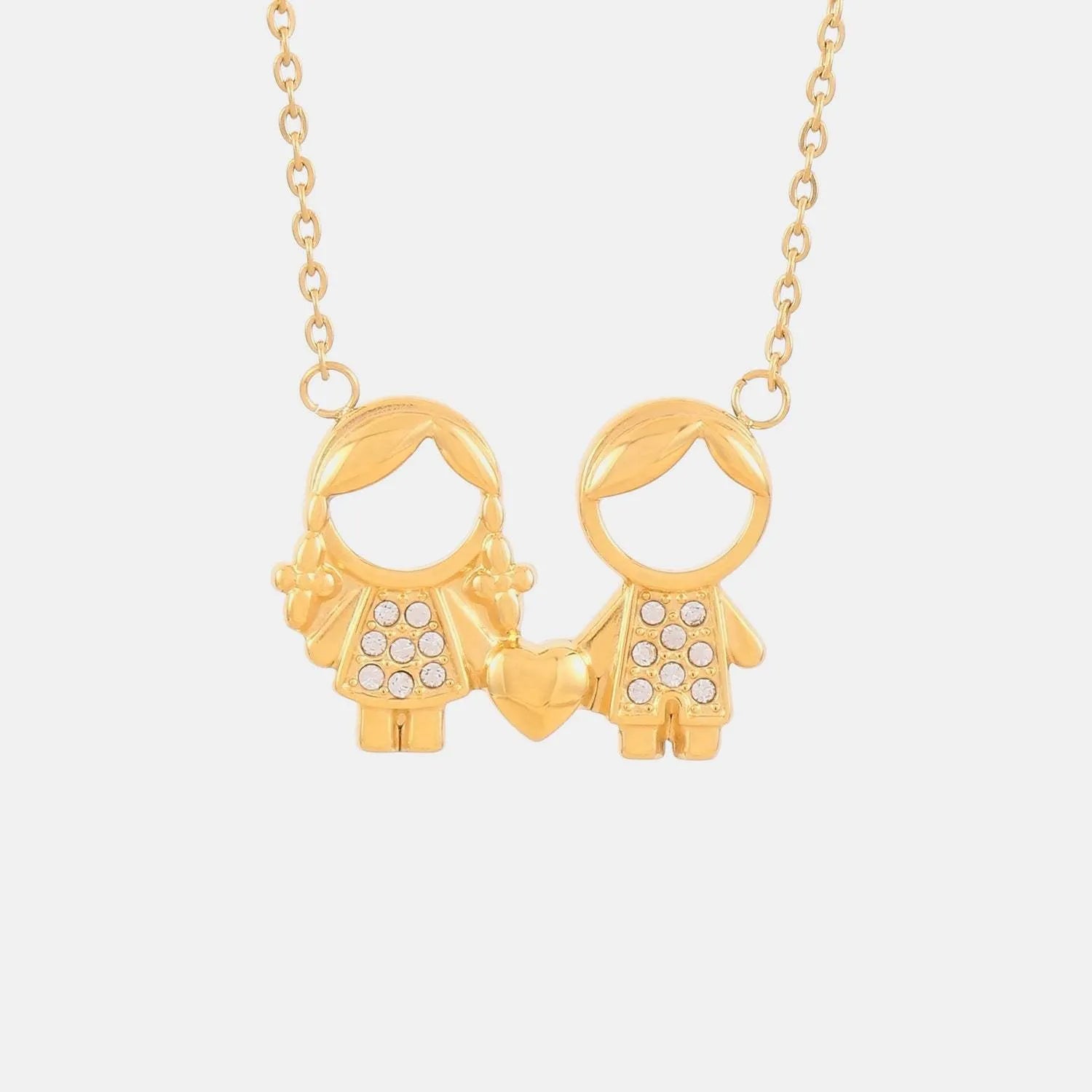 Pendant Rhinestone Stainless Steel Necklace Gold Boy-Girl One Size Necklaces - Tophatter Daily Deals