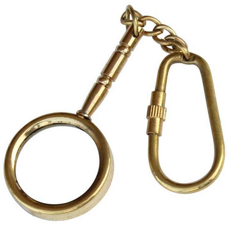 Brass Magnifying Glass KeyChain Gift Key Ring - Tophatter's Guns'N'Weapons Store Collectible Weapons - Tophatter Daily Deals