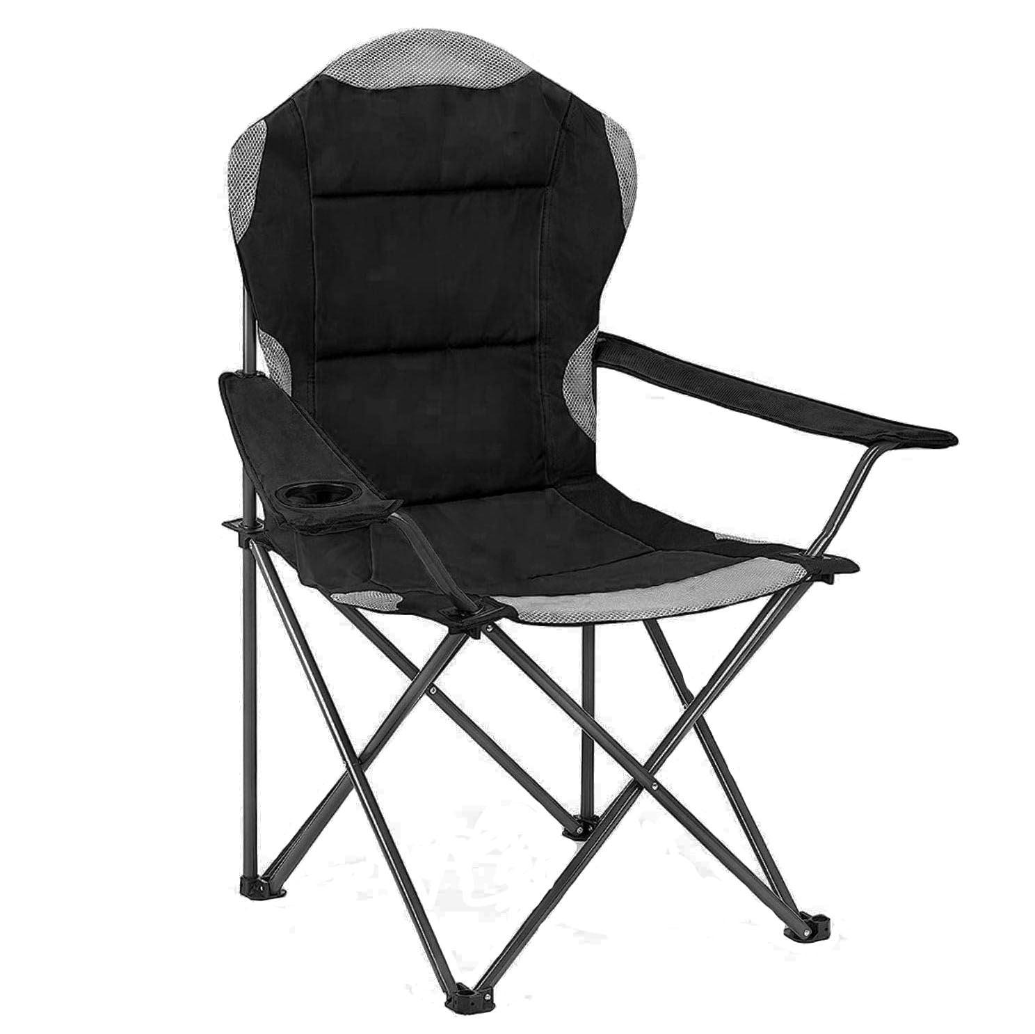 Outdoor Camping Chair - Padded Folding Camping Deluxe Fold Chairs High Back With Cup Holder & Carry Bag Personal Care - Tophatter Daily Deals