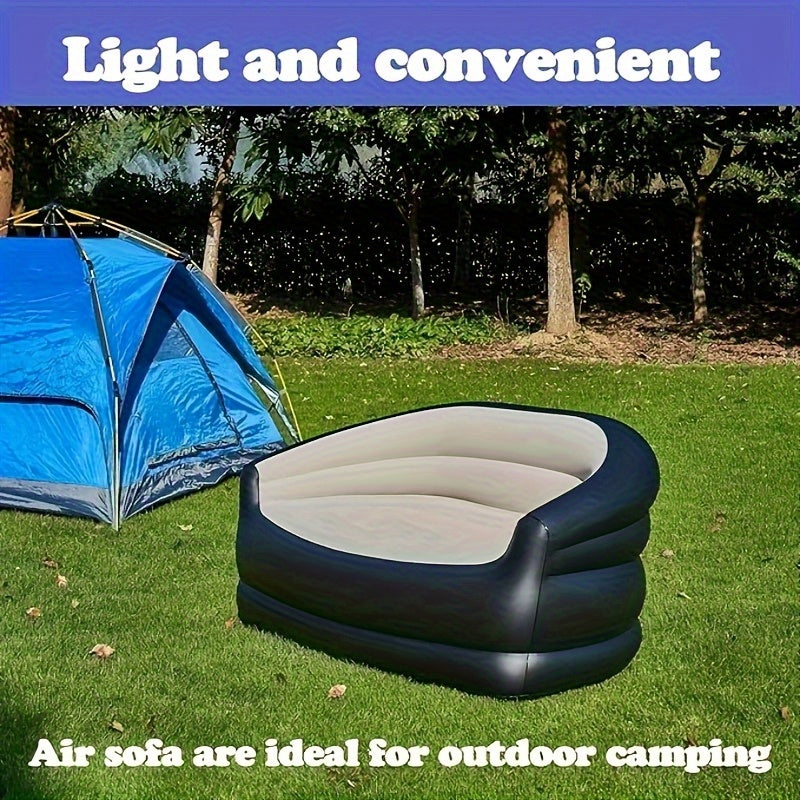 Double Inflatable Folding Sofa Plush Lounge Chair Camping & Hiking - Tophatter Daily Deals