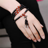 Black Agate Bracelet Men And Women Multi-Circle Fashion 108 Beads Bracelet With Tiger's Eye Red Agate 0 - Tophatter Daily Deals