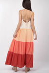 VERY J Color Block Tiered Maxi Cami Dress Casual Dresses - Tophatter Daily Deals