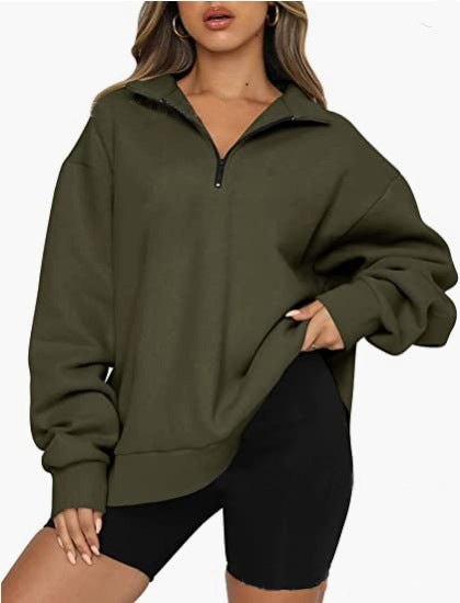 Lightweight Women Zip Sweatshirt - Oversized Pullover Casual Army green 3D Changing Face Moving Picture Frame - Tophatter Daily Deals