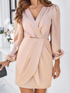 Ruched Surplice Long Sleeve Mini Dress Casual Dresses - Tophatter Daily Deals