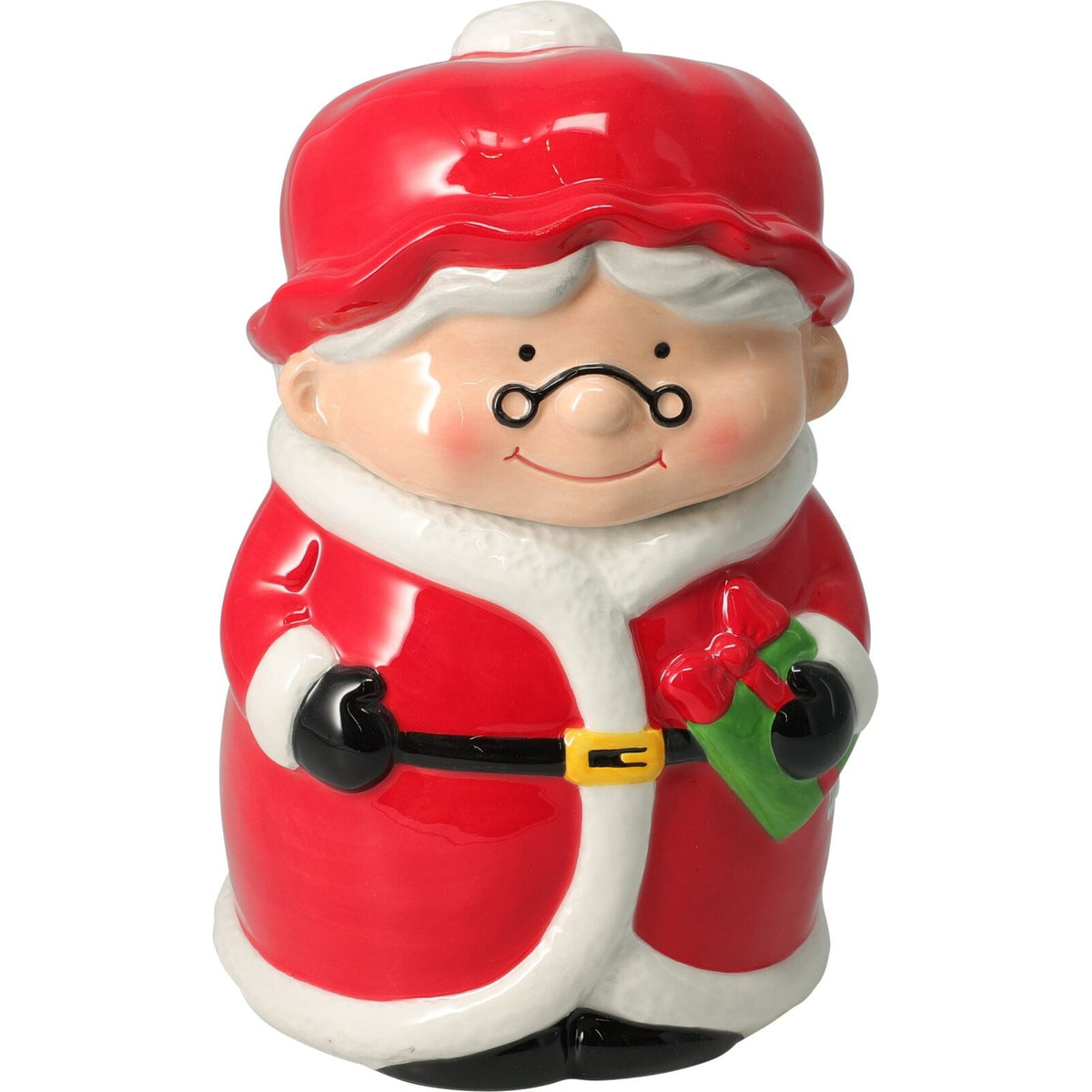 Mrs Claus Christmas Storage Jar | Ceramic Cookie Jar Biscuit Barrel with Lid Jar - Tophatter Daily Deals