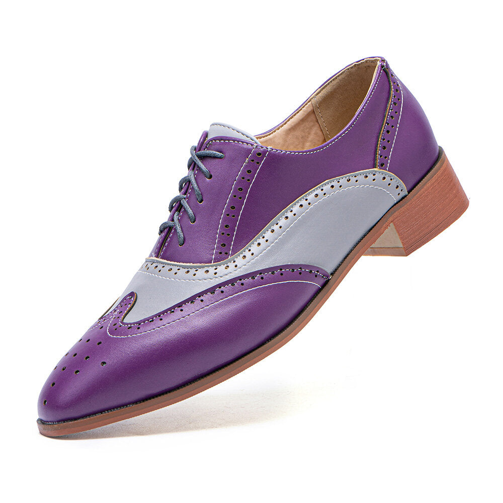 Purple Color Blocking Hollow Out Business Men Dress Shoes Purple Classic Shoes - Tophatter Daily Deals