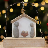 LED Pebble Nativity Set Decoration | Mini Light-up Nativity Scene Ornament 15cm Nativity Set - Tophatter Daily Deals