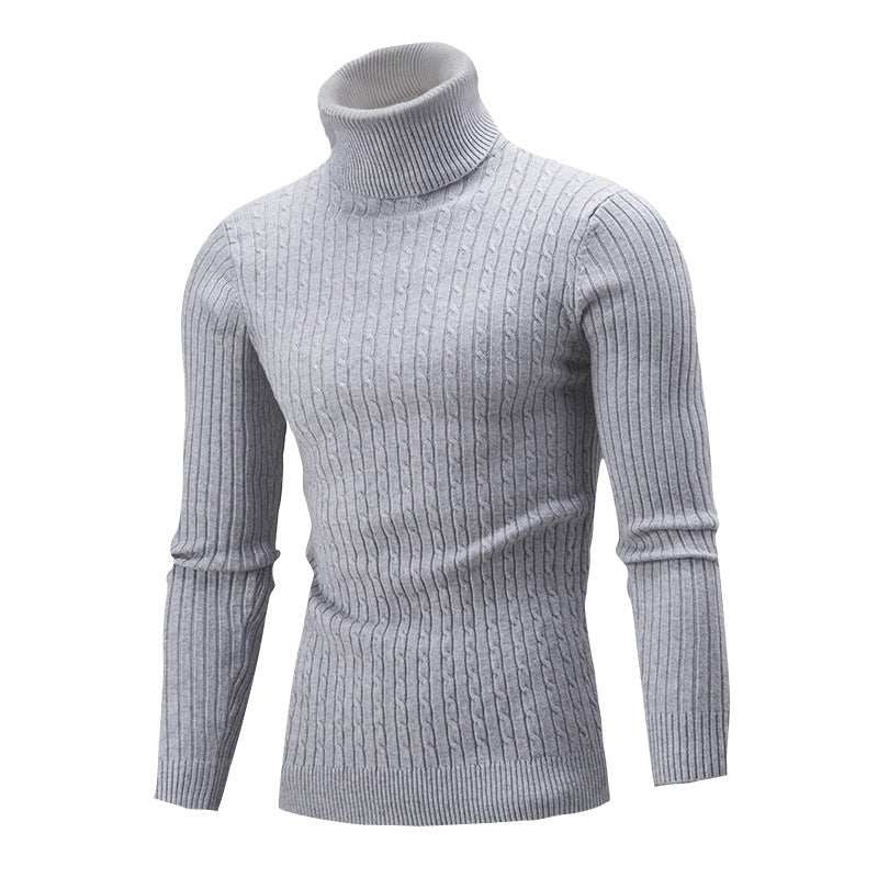 Fitted Men's Rollneck Sweater - Slim Cut, Cable Knit Winter Grey 3D Changing Face Moving Picture Frame - Tophatter Daily Deals