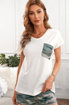 Camo Pocket and Shorts Loungewear Set White Loungewear Sets - Tophatter Daily Deals