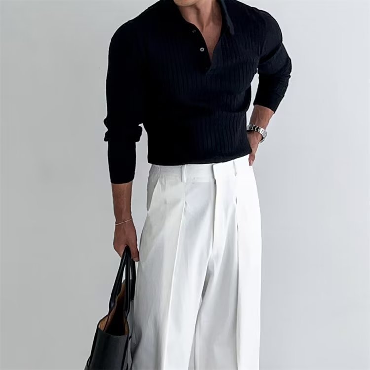 Fitted Men's Polo Shirt - Slim Ribbed Knitted, Smart Casual 3D Changing Face Moving Picture Frame - Tophatter Daily Deals