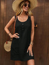 Decor Button Mini Tank Dress with Pockets Black Casual Dresses - Tophatter Daily Deals