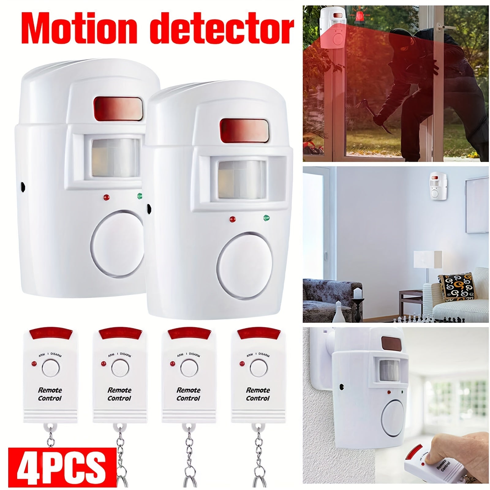 Wireless PIR Motion Sensor Alarm System (4 pcs) Electronics > Business & Home Security > Intercoms & Doorbells - Tophatter Daily Deals
