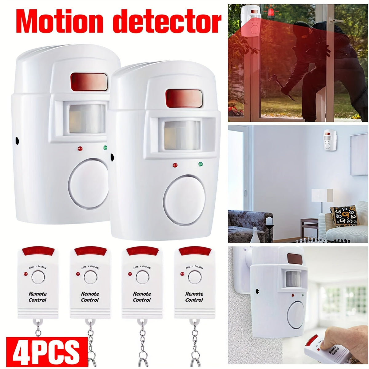 Wireless PIR Motion Sensor Alarm System (4 pcs) Electronics > Business & Home Security > Intercoms & Doorbells - Tophatter Daily Deals