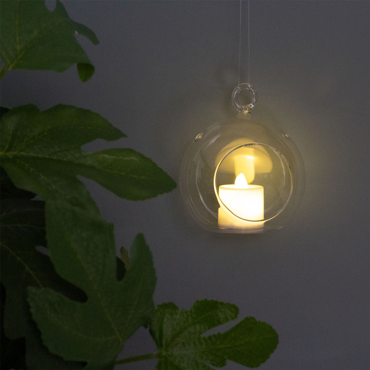 Clear Glass Bauble Tealight | Hanging Glass Ball Tea Light Holder & LED Candle LED Light - Tophatter Daily Deals