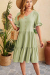 Swiss Dot Ruffled V-Neck Tiered Dress Casual Dresses - Tophatter Daily Deals