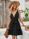 Tied Frill Sleeveless Mini Dress Casual Dresses - Tophatter Daily Deals