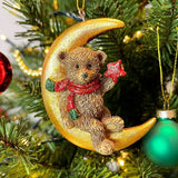 Teddy Bear on the Moon Christmas Bauble | Teddy Ornament for Christmas Tree 8cm Baubles - Tophatter Daily Deals