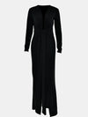 Ruched Slit Plunge Long Sleeve Dress Cocktail Dresses - Tophatter Daily Deals