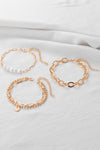 Gold Pearl Link Chain Love Alloy Bracelet Bracelets - Tophatter Daily Deals