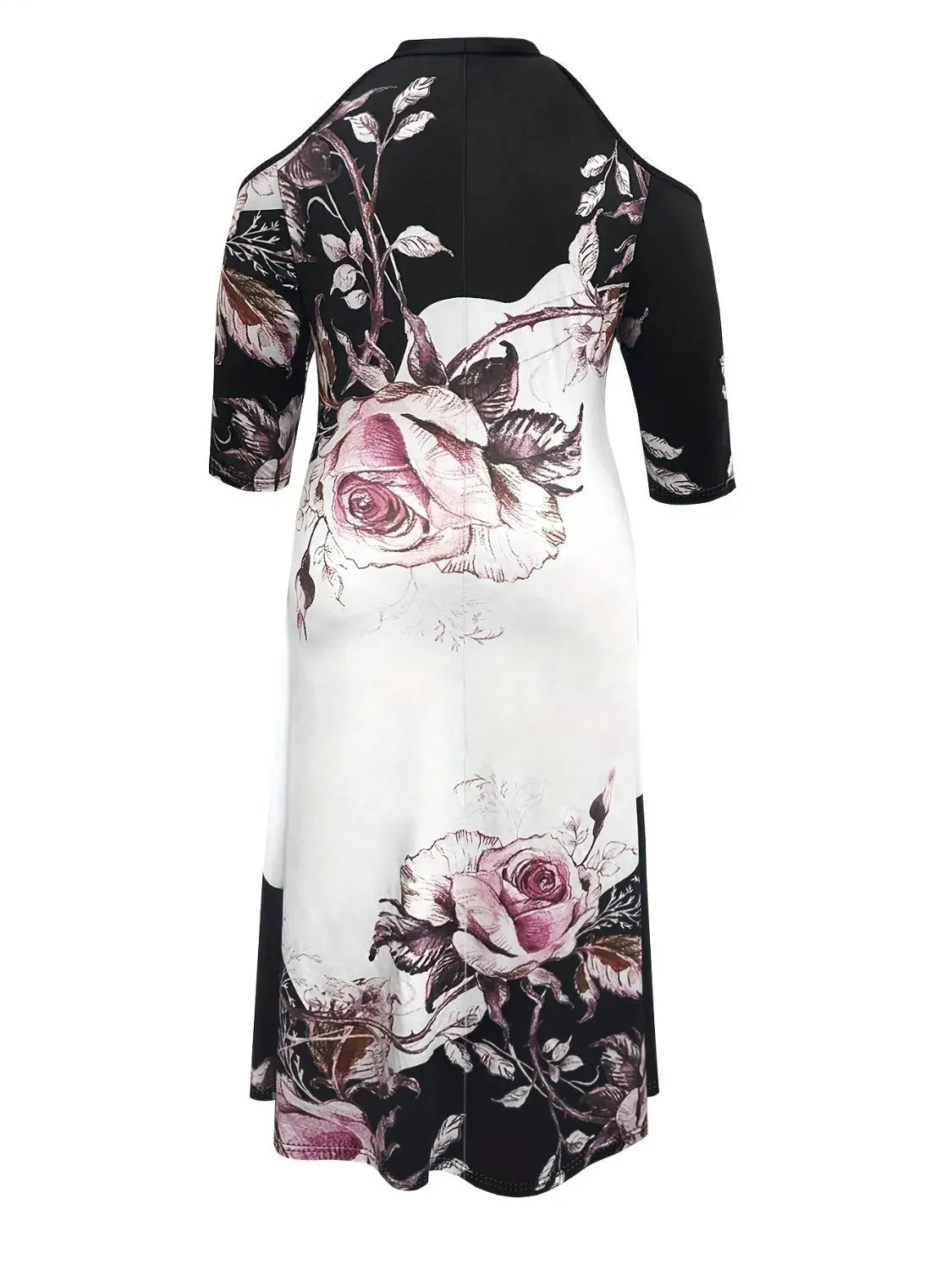 Plus Size Cutout Printed Cold Shoulder Dress Casual Dresses - Tophatter Daily Deals
