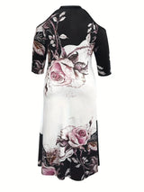 Plus Size Cutout Printed Cold Shoulder Dress Casual Dresses - Tophatter Daily Deals