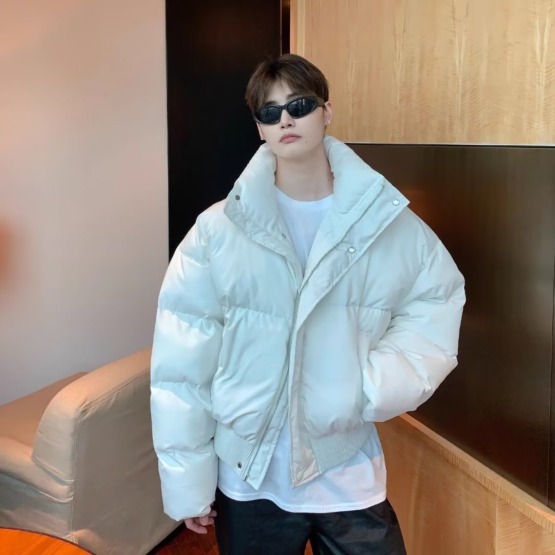 Insulating Men's Short Puffer Coat - Boxy Cropped, Linen 3D Changing Face Moving Picture Frame - Tophatter Daily Deals