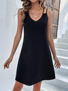 Double-Strap V-Neck Dress Black Casual Dresses - Tophatter Daily Deals