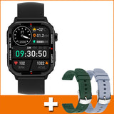Bluetooth Sports Smartwatch Blood Pressure Blood Oxygen Monitoring Black With 2PCS Watch Strap 0 - Tophatter Daily Deals
