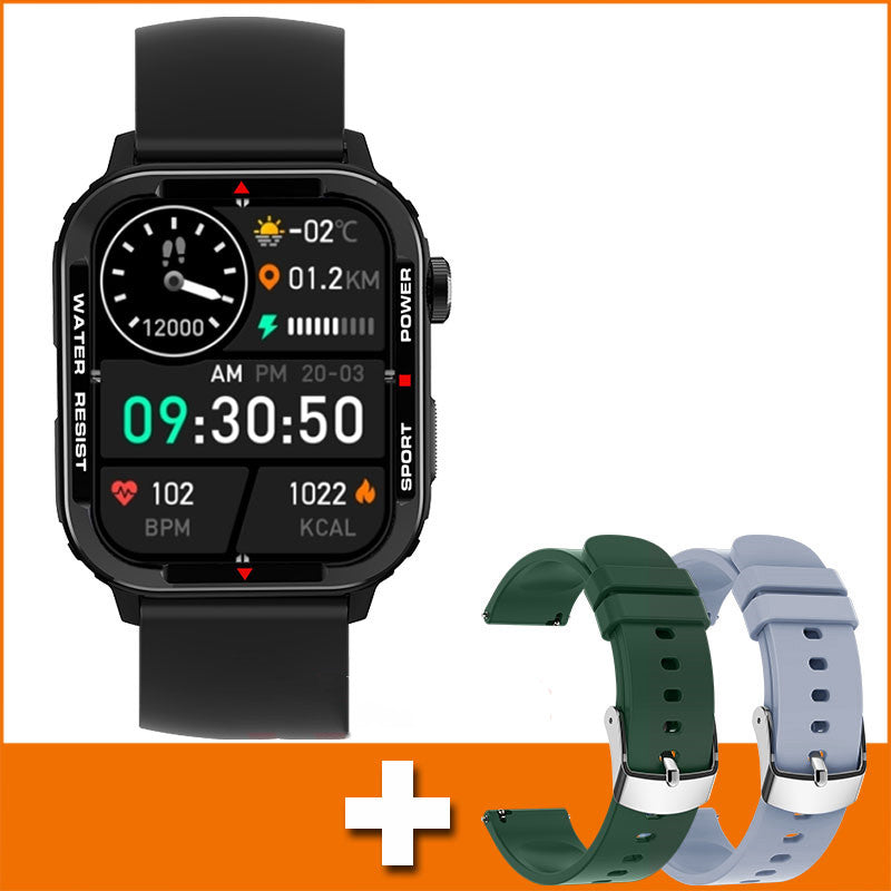 Bluetooth Sports Smartwatch Blood Pressure Blood Oxygen Monitoring Black With 2PCS Watch Strap 0 - Tophatter Daily Deals