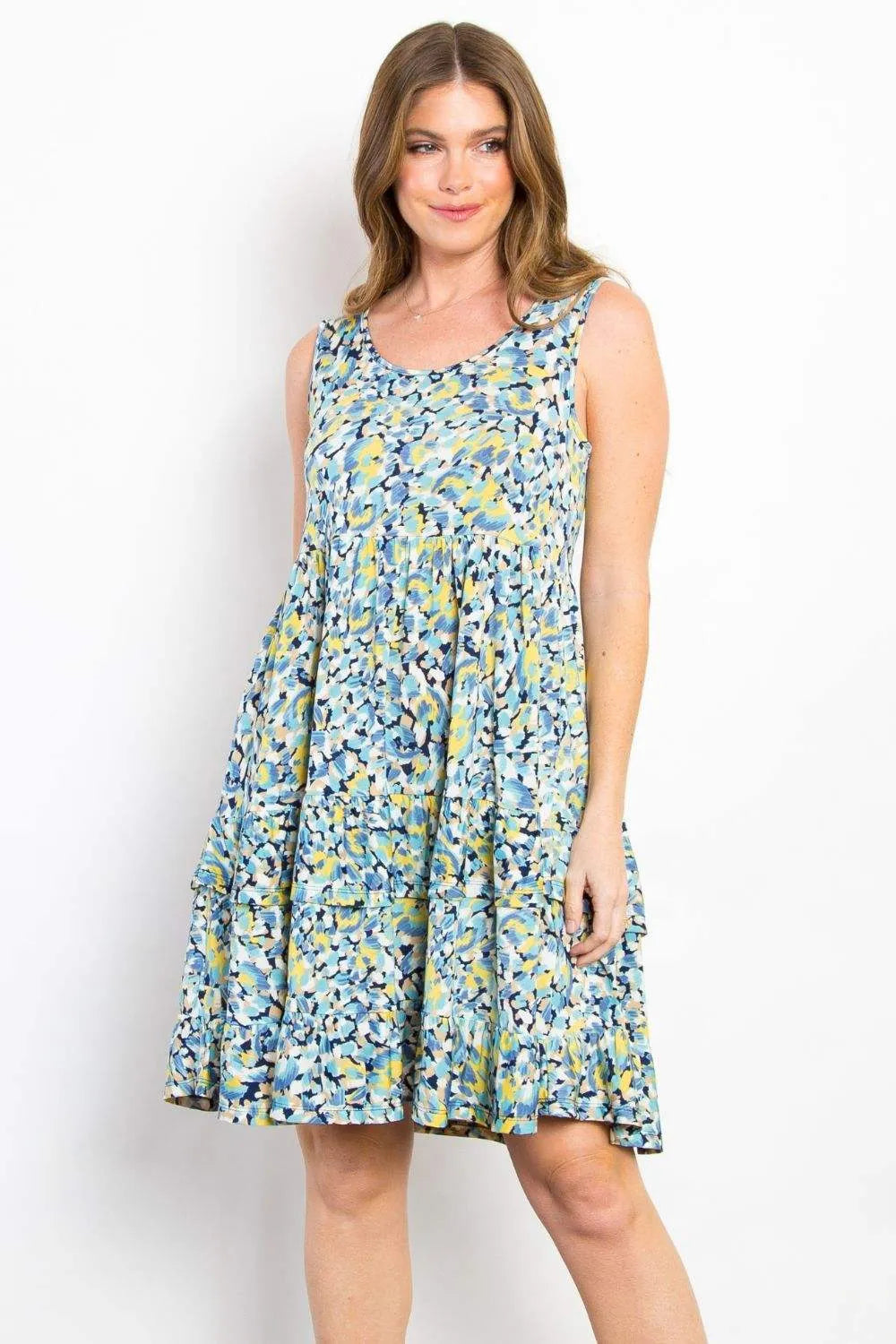 Be Stage Full Size Print Wrinkle Free Ruffled Dress Casual Dresses - Tophatter Daily Deals