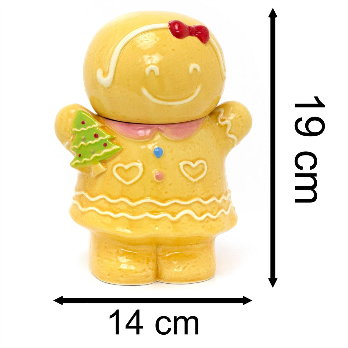 Gingerbread Girl Christmas Storage Jar | Festive Ceramic Kitchen Cookie Jar 18cm Jar - Tophatter Daily Deals