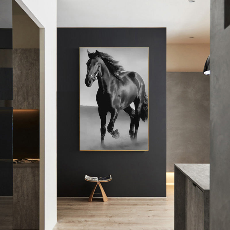 Art Canvas Animal Dark Horse Wall Art Living Room Home Decor 0 - Tophatter Daily Deals