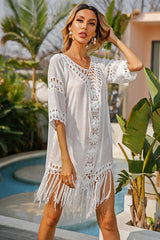 Back Hollowed Out Tassel Ins Style Beach Top 0 - Tophatter Daily Deals
