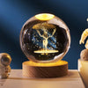 Luminous Starry Sky And Planets Moon Moon Crystal Ball Small Night Lamp Projection Ambience Light Creative Gift New Strange Gift Solid Wood Lamp Holder Deer Forest Wizard 6CM Lamps - Tophatter Daily Deals