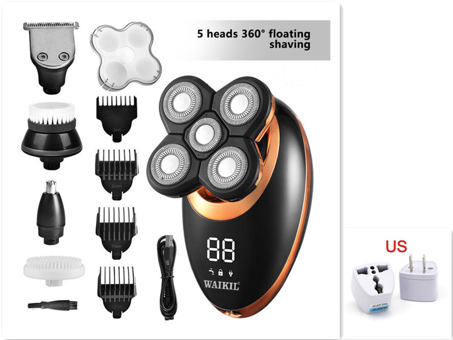 5in1 Powerful electric shaver USB rechargeable 5in1 gold US Plug 0 - Tophatter Daily Deals