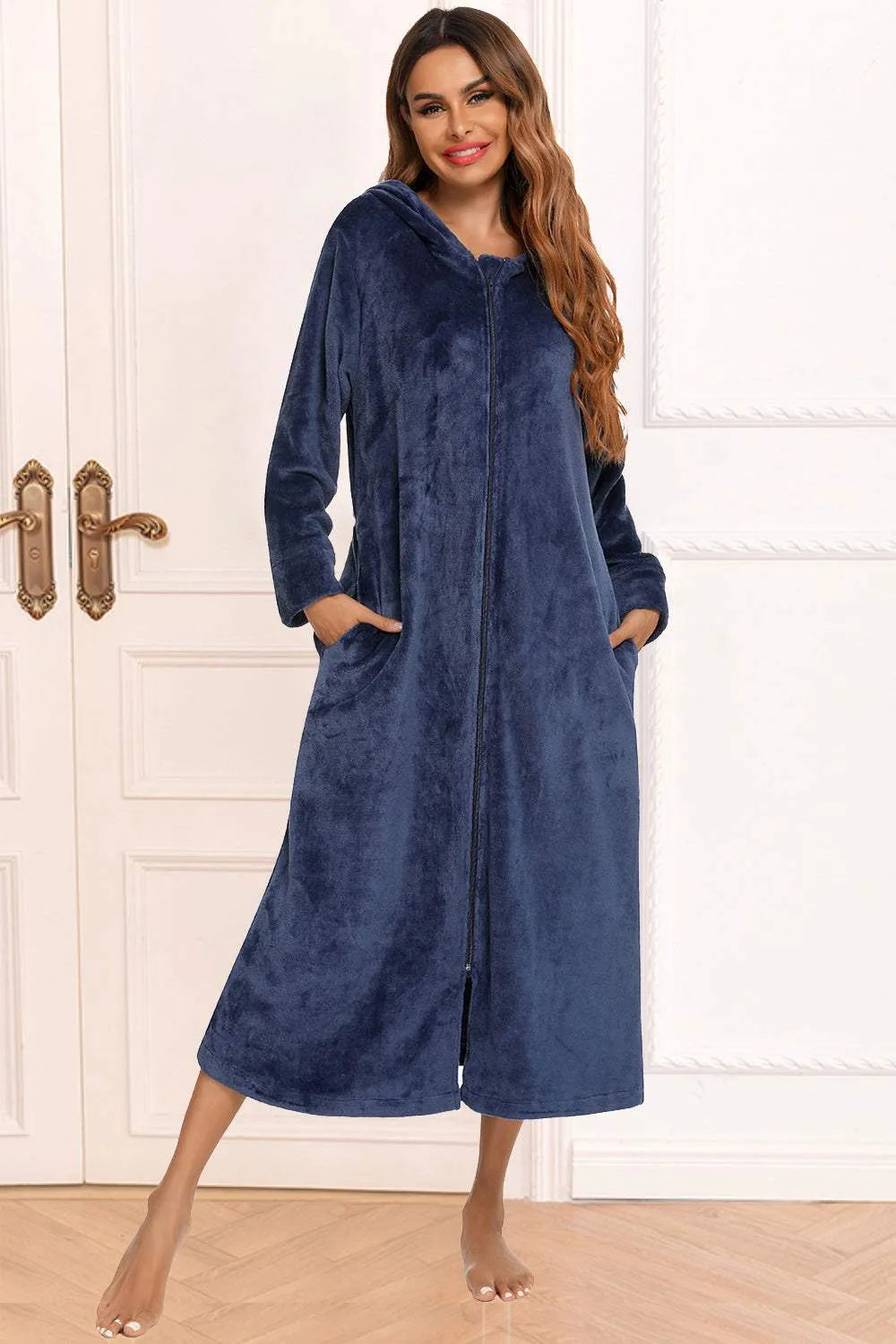 Zip Front Hooded Night Dress with Pockets Navy Sleep Dresses Apparel & Accessories Fast Shipping Free Shipping H#Y HOT DEALS HOME PAGE Lingerie Sleepwear Loungewear New Deals sexy lingerie Ship From Overseas Ship from USA Sleep Sleep Dresses sleepwear Sleepwear & Loungewear USA USA STOCK women lingerie Women's Fashion - Tophatter Daily Deals And Savings