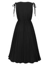 Pleated V-Neck Sleeveless Midi Dress Casual Dresses - Tophatter Daily Deals