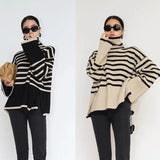 Oversized Women Turtleneck Sweater - Slit Knit, Warm 3D Changing Face Moving Picture Frame - Tophatter Daily Deals