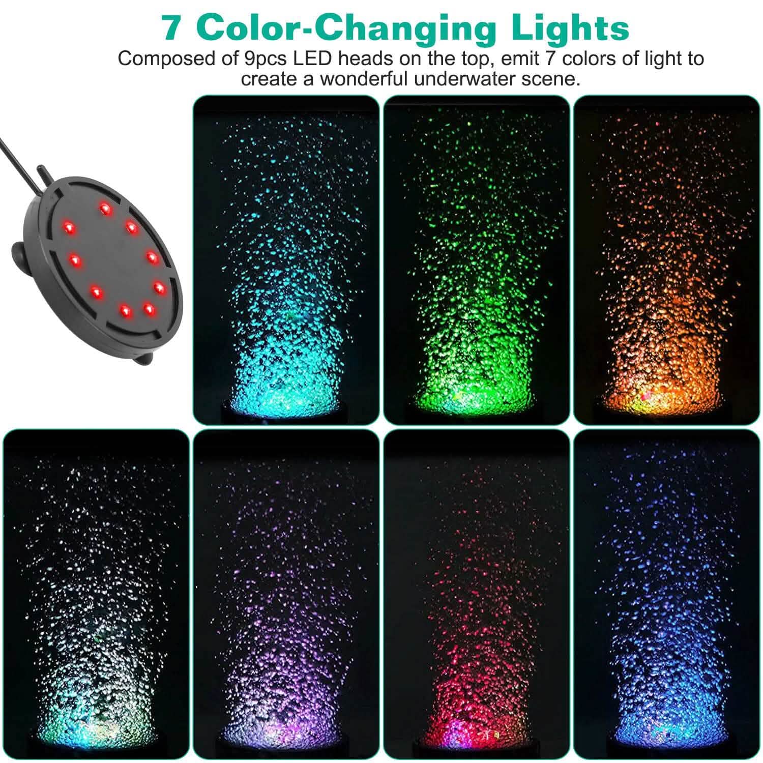 4in Multi-Colored LED Aquarium Air Bubble Lamp Pet Supplies - Tophatter Daily Deals