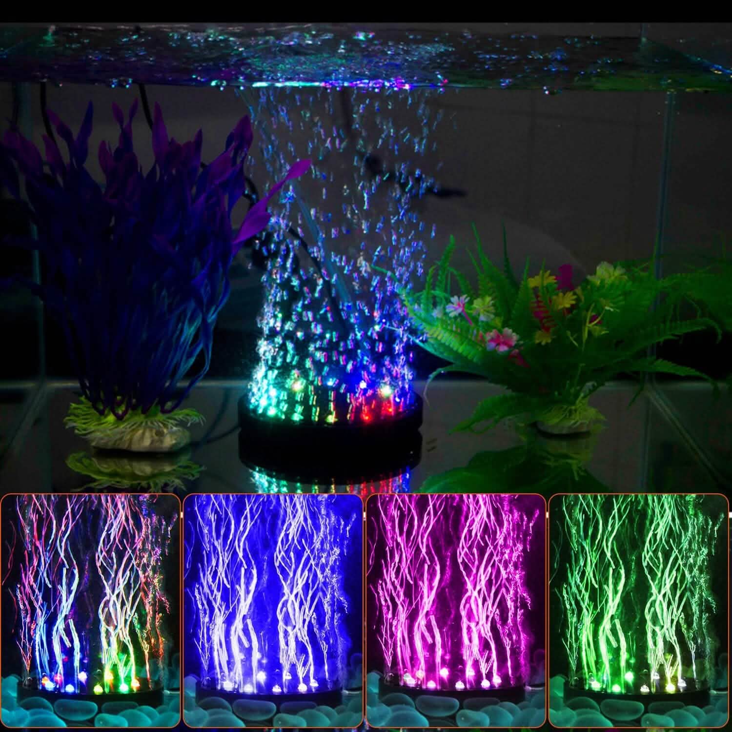 4in Multi-Colored LED Aquarium Air Bubble Lamp Pet Supplies - Tophatter Daily Deals