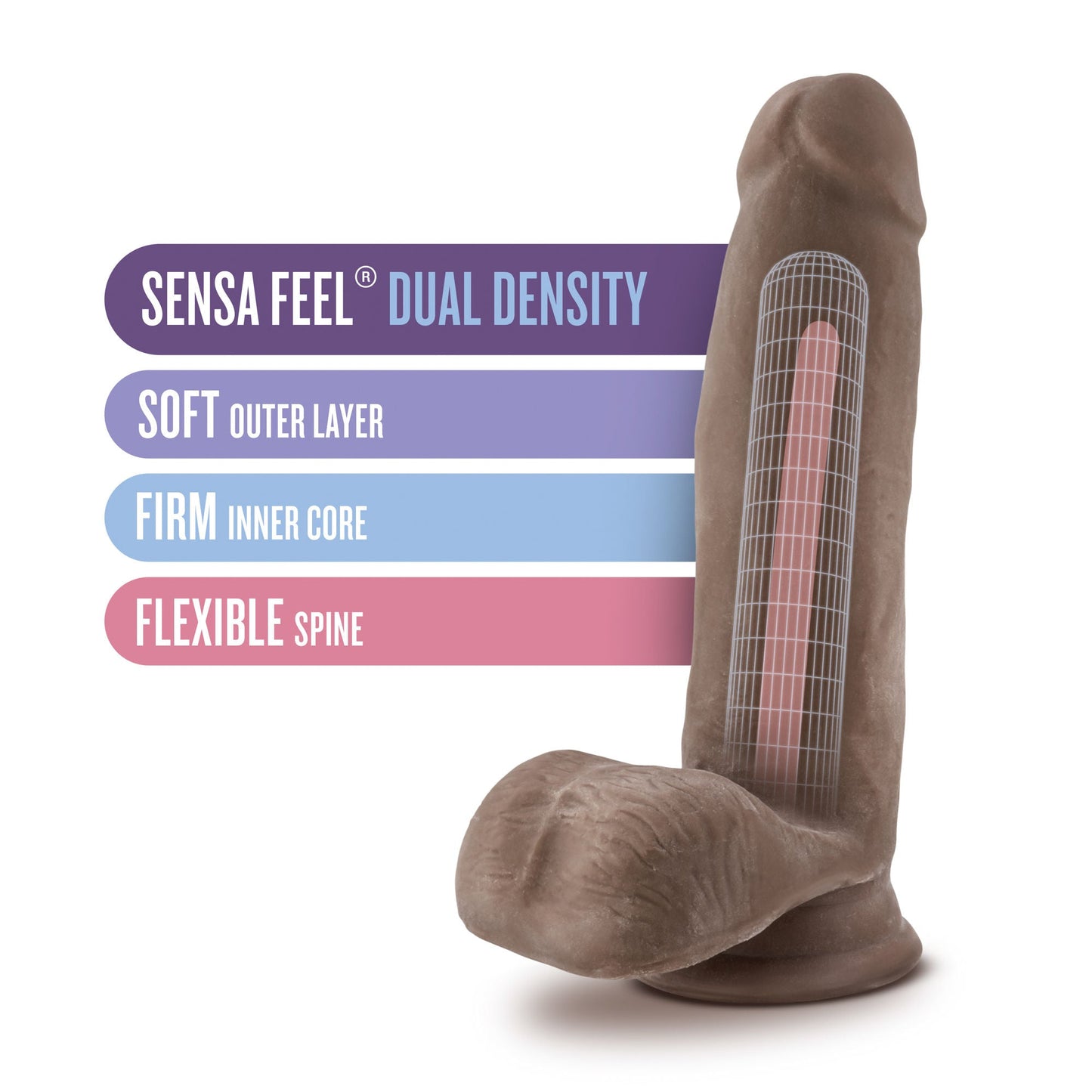 Blush Novelties Au Naturel Sensa Feel (Chocolate) – 7 Inch Dildo > Dildos > Realistic Dildos - Tophatter Daily Deals