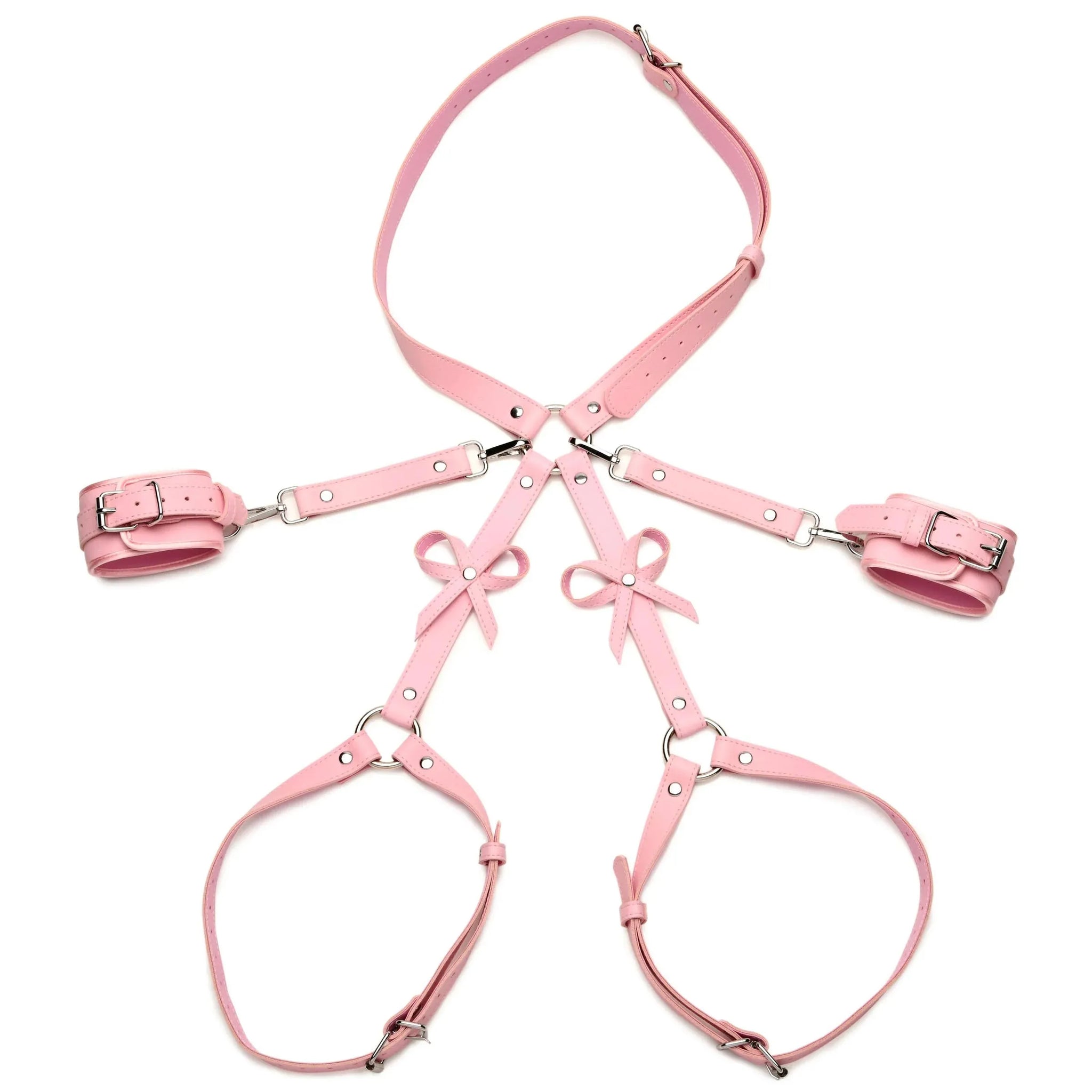 Bondage Harness with Bows (Pink) – Medium/Large Vegan Faux Leather Harness > Clothes > Womens Harnesses - Tophatter Daily Deals